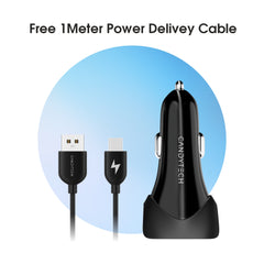 CC-15 Dual USB Car Charger with Type C Cable