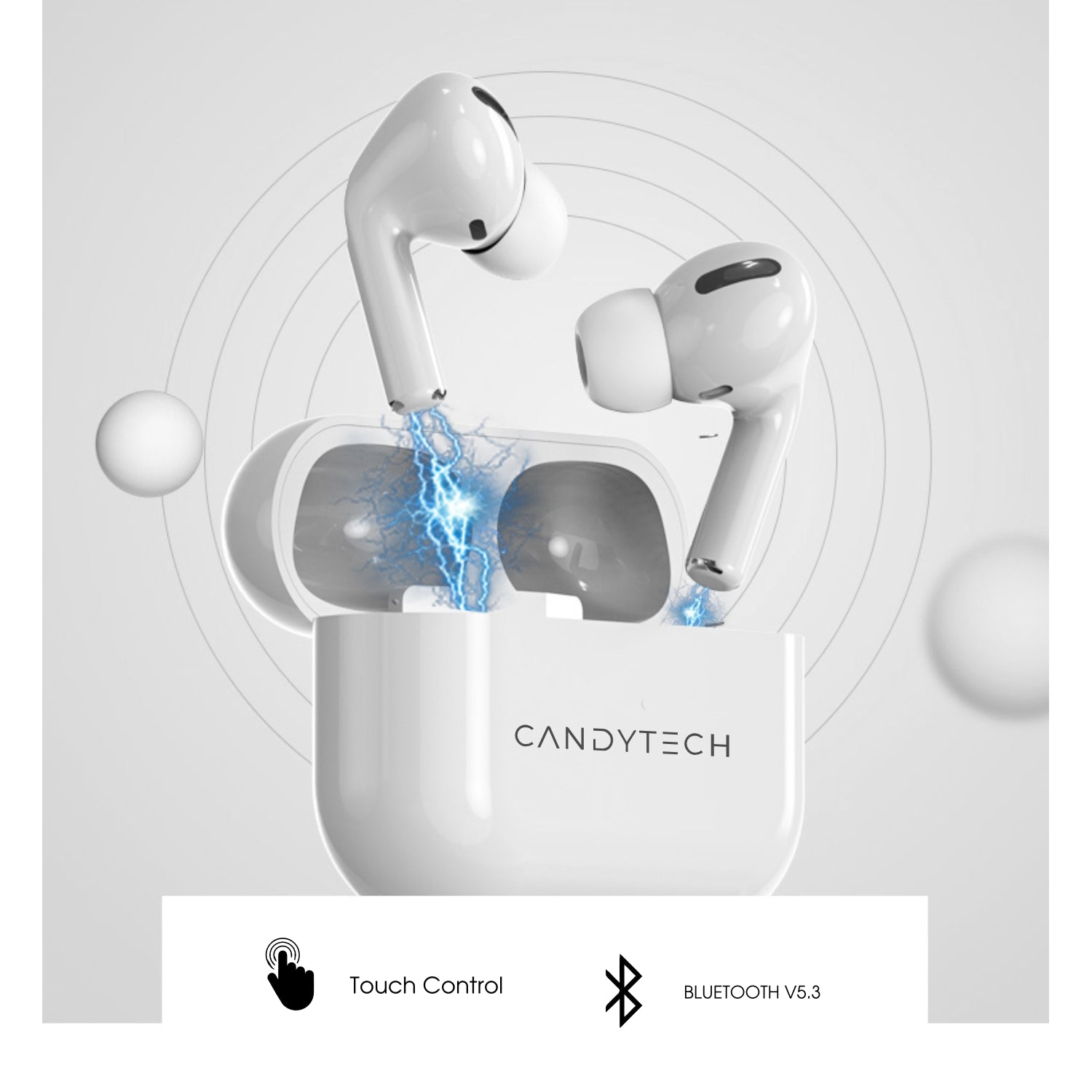 Candytech Airflow Bluetooth Earbuds with Touch Controls