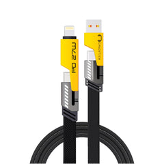 Candytech 65W 4 in 1 Multi Function Braided Fast Charging Cable with Lightning to USB-C, Type C-C, Ligthning to USB, Military Grade Durability, Compatible for iPhone, Samsung, Oneplus Series & More