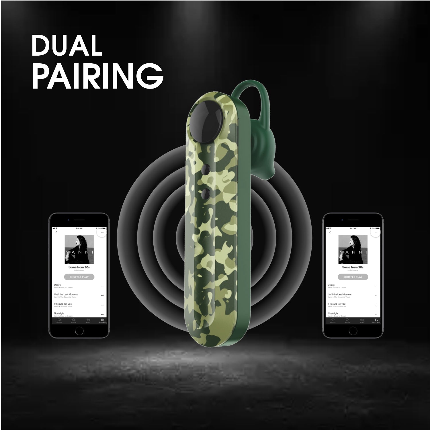 Candytech CT-88 Single True Wireless Earbudswith 300 Hours Playtime, HD Call Clarity, IPX4 Sweat Proof, 13mm Bass Drivers, and Type-C Fast Charging (Military),Camouflage