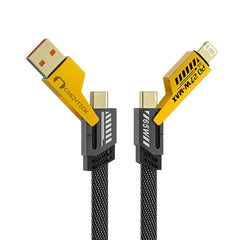 Candytech 65W 4 in 1 Multi Function Braided Fast Charging Cable with Lightning to USB-C, Type C-C, Ligthning to USB, Military Grade Durability, Compatible for iPhone, Samsung, Oneplus Series & More