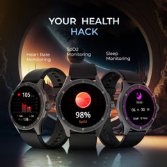 Candytech Twist Pro Round Smart Watch 1.52″ Amoled Display with Bluetooth Calling, Dual Button, Voice Assistance, SPO₂ & Heart Rate Monitor, 120+ Sports Modes, Smartwatch for Men & Women - Black