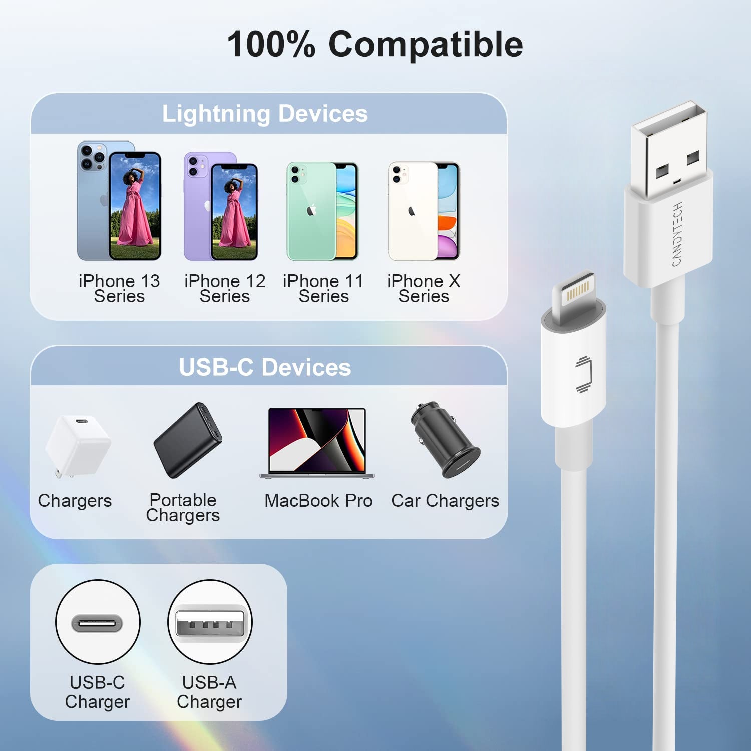 S-26 Usb to Lightening Port 15W cable (white)