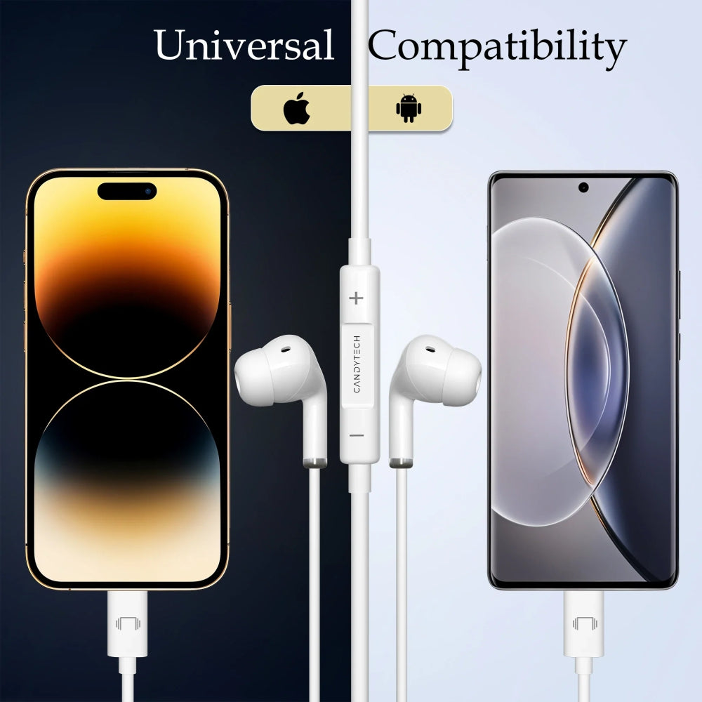 HF24 Type C Wired Earphones With Mic & Volume Controls