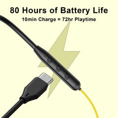 Candytech Flex Pro in Ear Bluetooth Neckband with Upto 30 Hours Playtime, ASAP Charge, Signature Sound, Dual Pairing & IPX5 with Mic (Active Black)