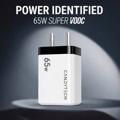 Candytech 65W Dual Port Fast Charger QC/PD, 2 in 1 USB & Type C Fast Charger Adapter for  iPhone 17/17 Air/17 Pro/17 Pro Max, 16/15/14/13/12 Series, Samsung and Android Devices